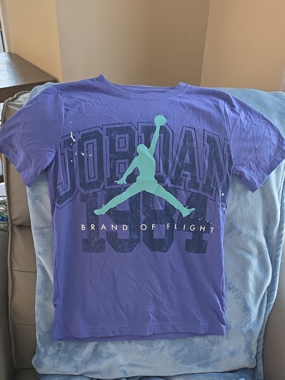 Jordan Purple Tee with Teal Jumpman and Navy Graphic